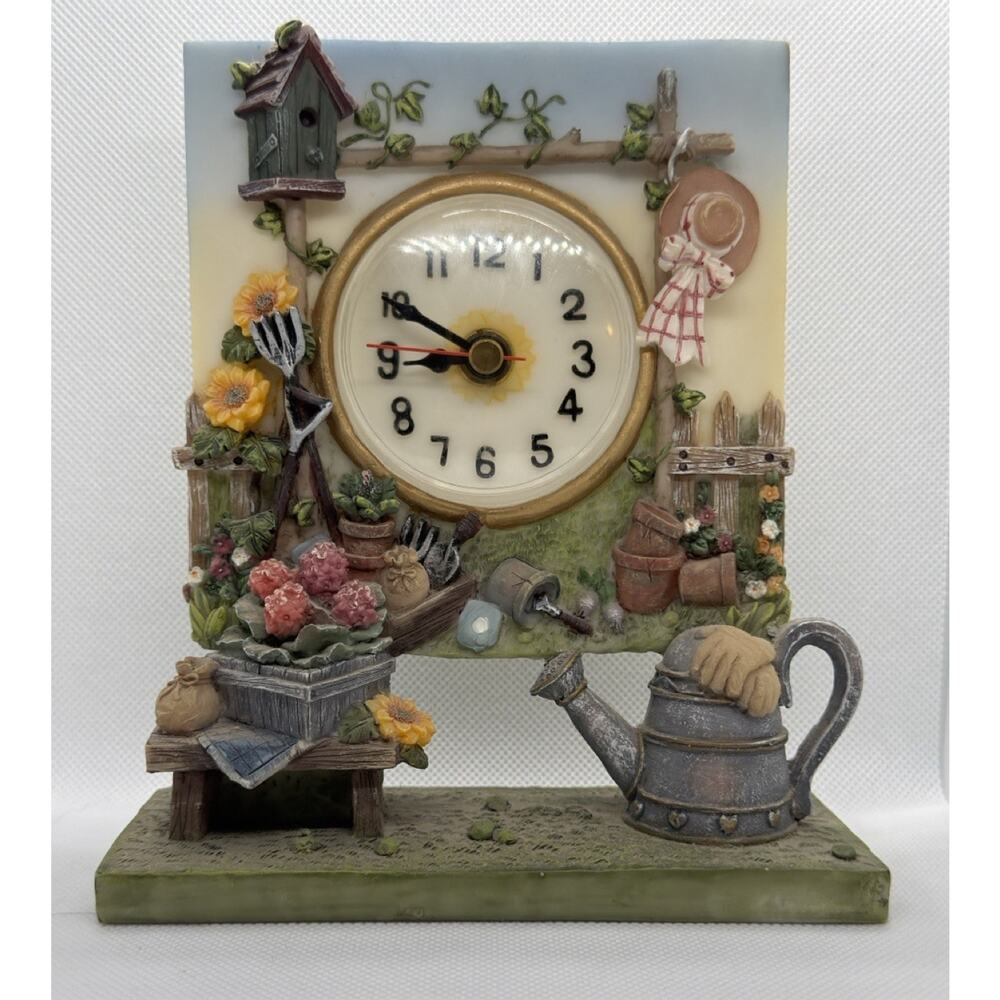 A. Richesco Company Garden Theme Multicolor Resin Desk Clock TC253 7”
